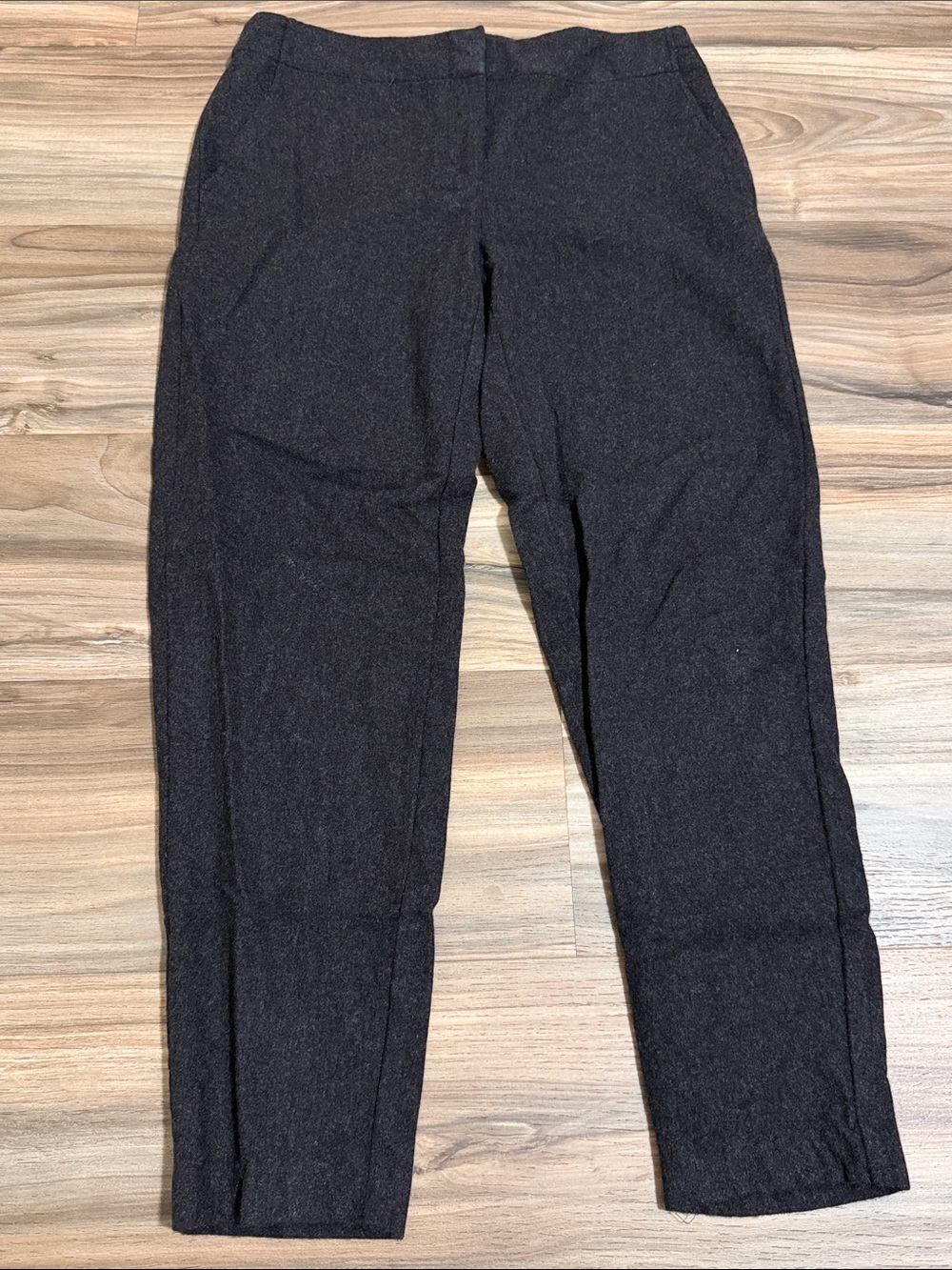 Eileen Fisher Pants Women Sz. 4 Charcoal Soft Wool Tapered Ankle Quiet Luxury